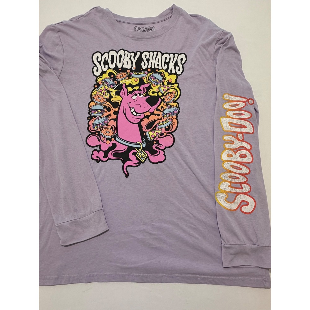 Scooby-Doo Scooby Snacks Long Sleeve Graphic Tee Purple XL Mens Women Unisex